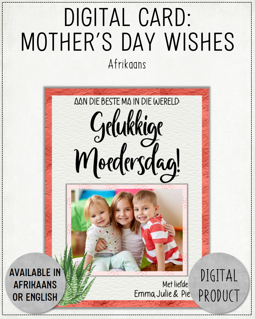 DIGITAL CARD: Mother's Day Wishes (Afrikaans)
