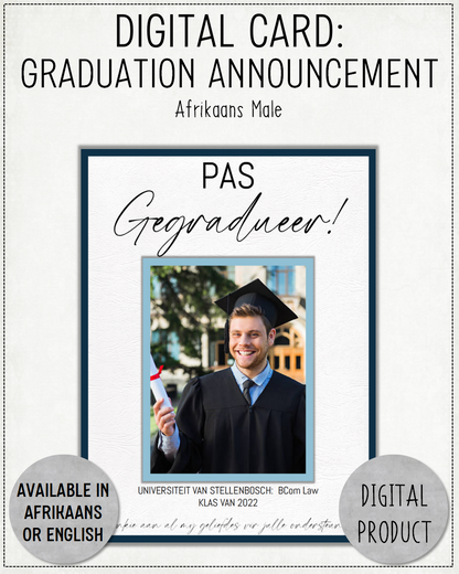 DIGITAL CARD: Graduation Announcement (Afrikaans)