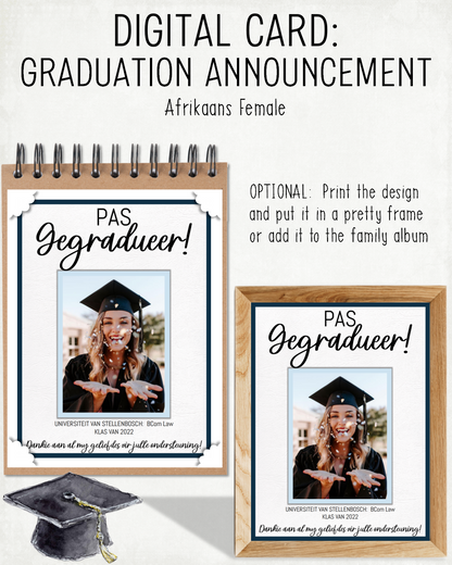 DIGITAL CARD:  Graduation Announcement (Afrikaans)