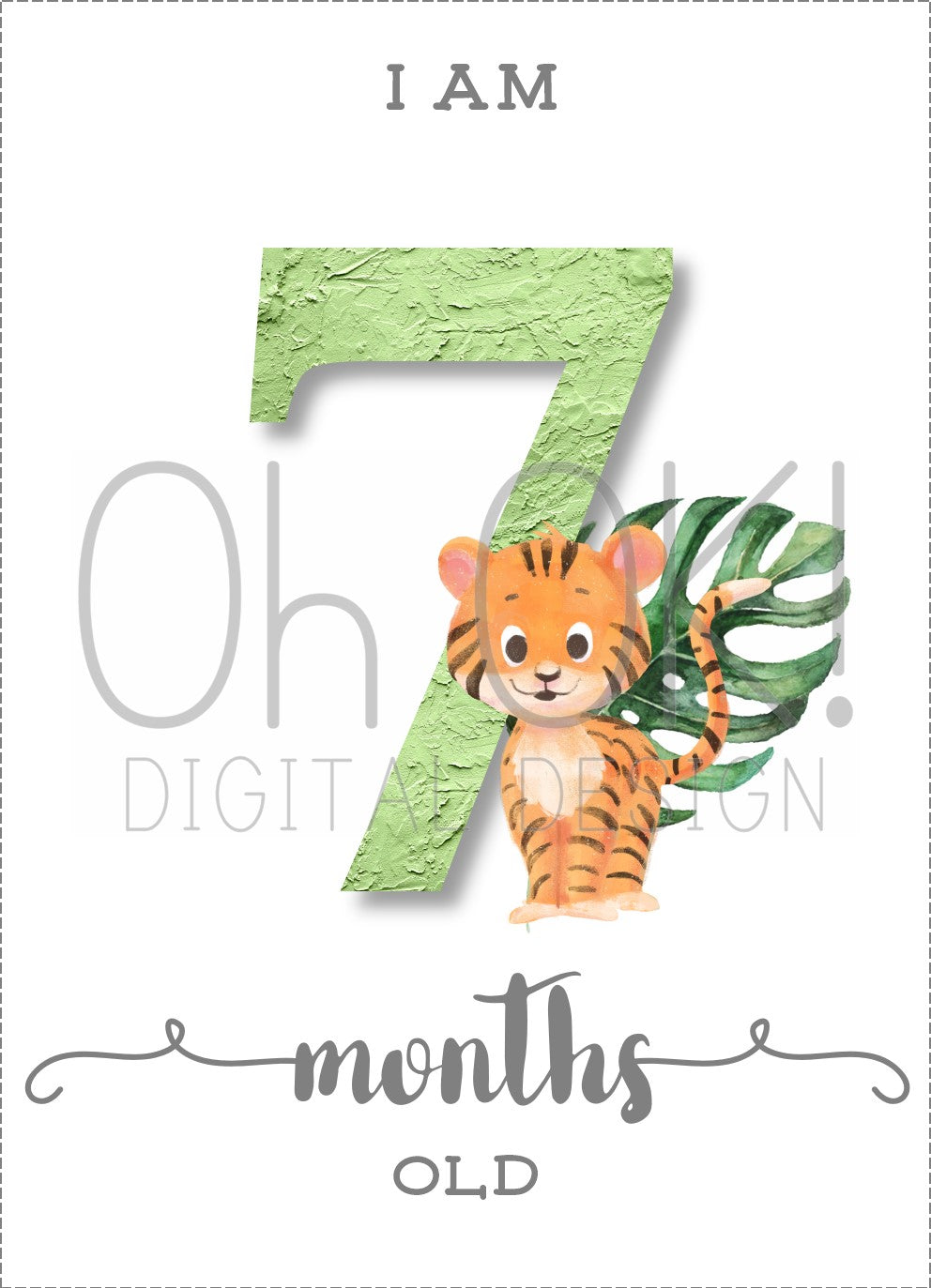 READY TO PRINT:  Baby Milestone Cards - Green Baby Animals