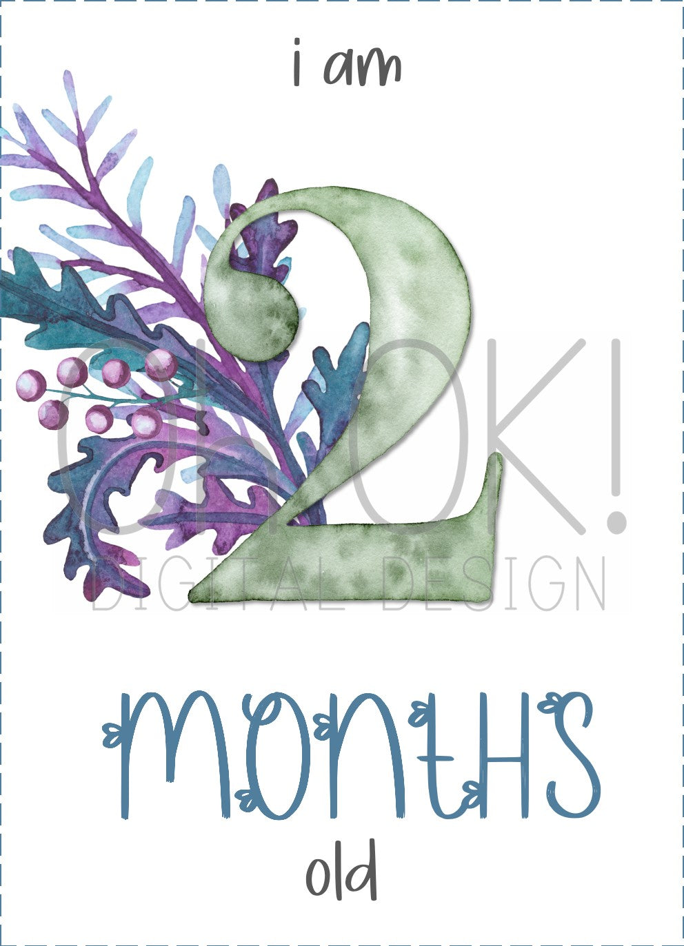 READY TO PRINT:  Baby Milestone Cards - Leafy Green