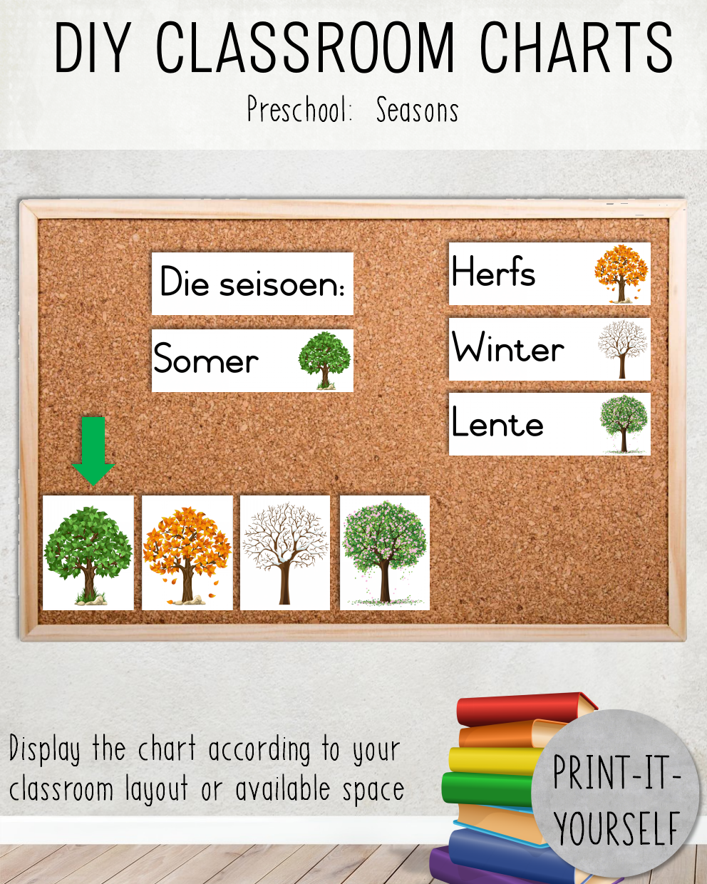 DIY CLASSROOM CHARTS BUNDLE:  Preschool Set - Weather, Calendar, Seasons, Emotions