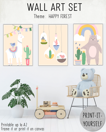 READY TO PRINT: Wall Art Set - Happy Forest